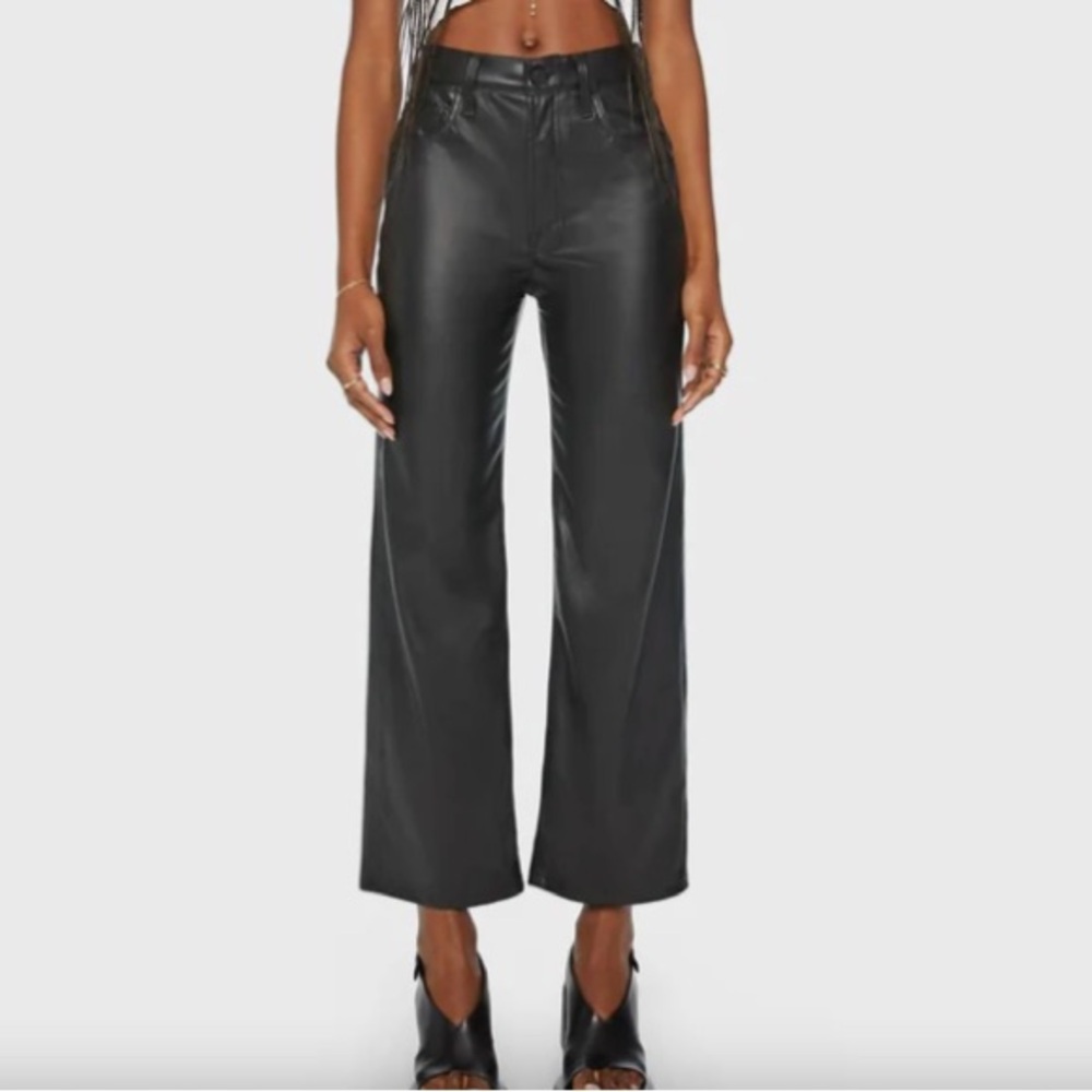 NWOT MOTHER Black Faux Leather Ankle Pant